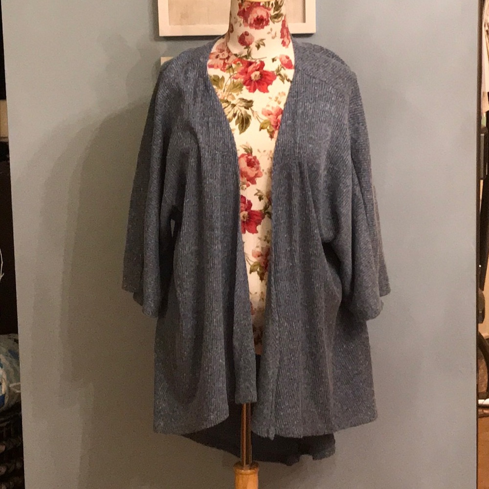 Ribbed heathered blue cardigan